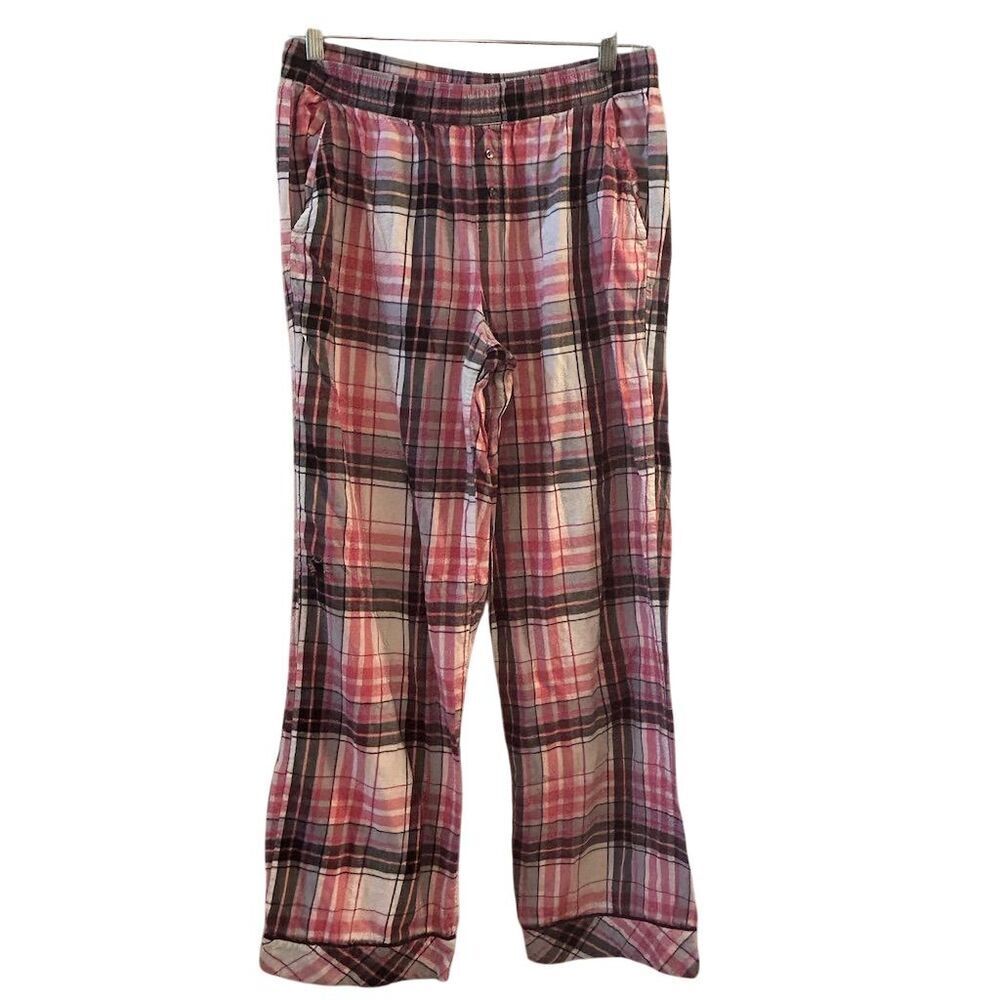 Victoria's Secret Women's M Pink Plaid Pajama Pants Elastic Waist with Pockets